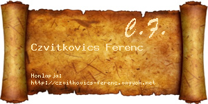 Czvitkovics Ferenc névjegykártya